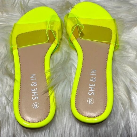 Shein Neon PVC Open Toe Slide Sandals - Picture 3 of 4